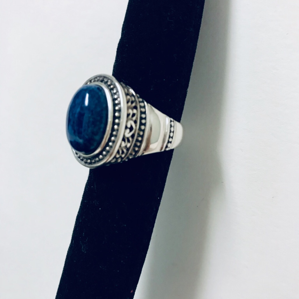 Bohemian 925 Sterling Silver W Lapis Ring Size 8